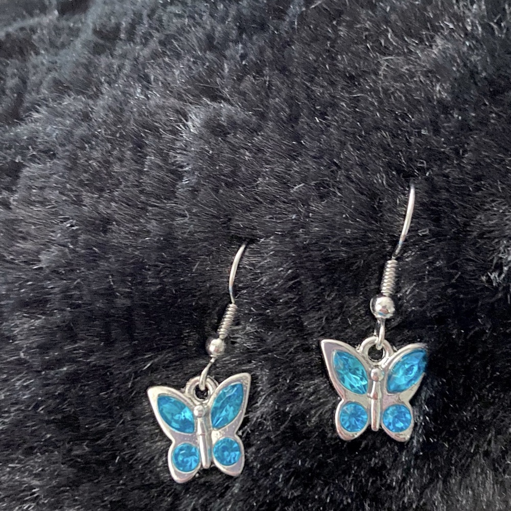 light blue butterfly earrings